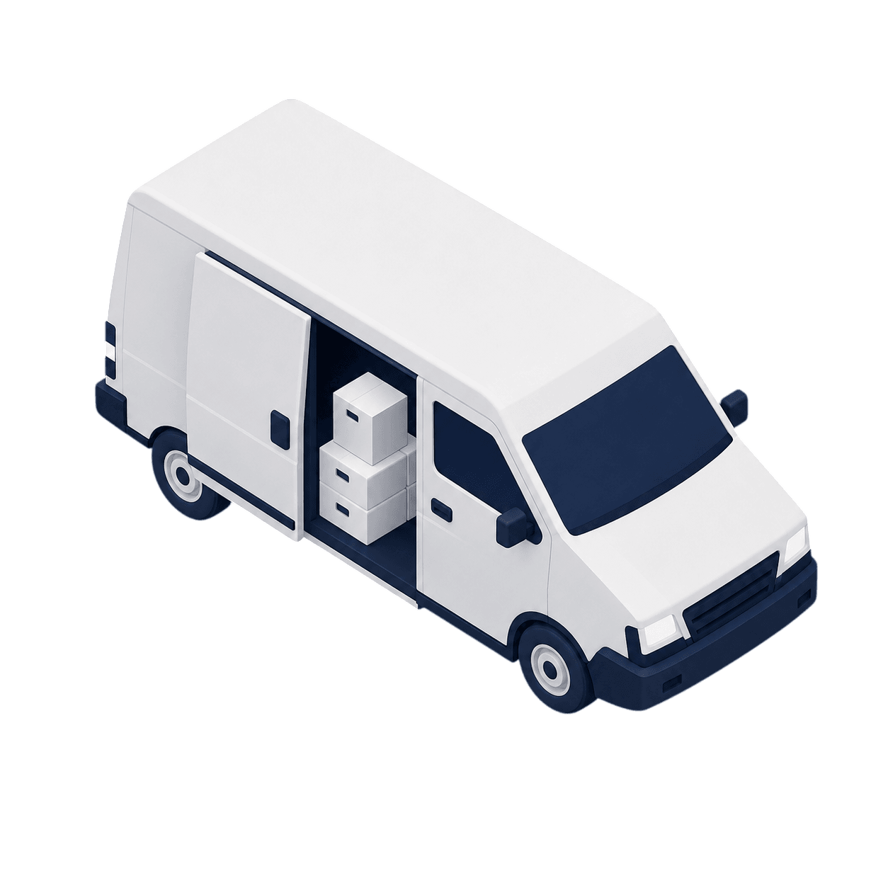 Delivery van loaded with parcels for local routes.
